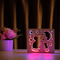 Светильник ночник ArtEco Light из дерева LED "Мышки и сыр" с пультом и регулировкой цвета, двойной RGB