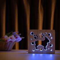 Светильник ночник ArtEco Light из дерева LED "Собака бульдожка" с пультом и регулировкой цвета, RGB