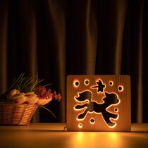 Светильник ночник ArtEco Light из дерева LED "Пони и стрекоза" с пультом и регулировкой света, цвет теплый белый