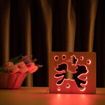 Светильник ночник ArtEco Light из дерева LED "Пони и стрекоза" с пультом и регулировкой цвета, RGB