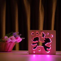 Светильник ночник ArtEco Light из дерева LED "Пони и стрекоза" с пультом и регулировкой цвета, RGB