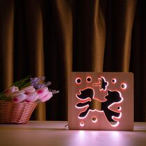 Светильник ночник ArtEco Light из дерева LED "Пони и стрекоза" с пультом и регулировкой цвета, RGB