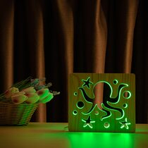 Светильник ночник ArtEco Light из дерева LED "Морской осьминог" с пультом и регулировкой цвета, RGB