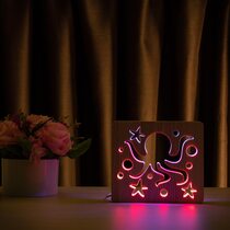 Светильник ночник ArtEco Light из дерева LED "Морской осьминог" с пультом и регулировкой цвета, двойной RGB