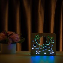 Светильник ночник ArtEco Light из дерева LED "Морской осьминог" с пультом и регулировкой цвета, двойной RGB