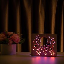 Светильник ночник ArtEco Light из дерева LED "Морской осьминог" с пультом и регулировкой цвета, двойной RGB