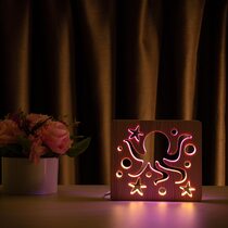 Светильник ночник ArtEco Light из дерева LED "Морской осьминог" с пультом и регулировкой цвета, двойной RGB