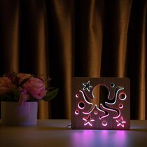 Светильник ночник ArtEco Light из дерева LED "Морской осьминог" с пультом и регулировкой цвета, двойной RGB