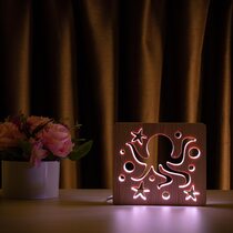 Светильник ночник ArtEco Light из дерева LED "Морской осьминог" с пультом и регулировкой цвета, двойной RGB