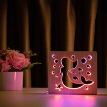 Светильник ночник ArtEco Light из дерева LED "Русалочка" с пультом и регулировкой цвета, двойной RGB