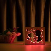 Светильник ночник ArtEco Light из дерева LED "Поцелуй" с пультом и регулировкой цвета, RGB
