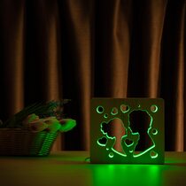 Светильник ночник ArtEco Light из дерева LED "Поцелуй" с пультом и регулировкой цвета, RGB
