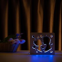 Светильник ночник ArtEco Light из дерева LED "Поцелуй" с пультом и регулировкой цвета, RGB