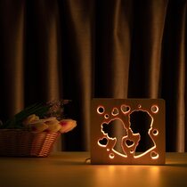 Светильник ночник ArtEco Light из дерева LED "Поцелуй" с пультом и регулировкой цвета, RGB