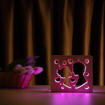 Светильник ночник ArtEco Light из дерева LED "Поцелуй" с пультом и регулировкой цвета, RGB