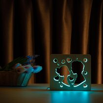 Светильник ночник ArtEco Light из дерева LED "Поцелуй" с пультом и регулировкой цвета, RGB
