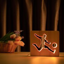 Светильник ночник ArtEco Light из дерева LED "Футболист с мячом" с пультом и регулировкой цвета, RGB
