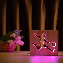Светильник ночник ArtEco Light из дерева LED "Футболист с мячом" с пультом и регулировкой цвета, RGB