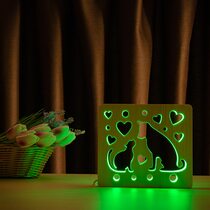 Светильник ночник ArtEco Light из дерева LED "Кот и пес" с пультом и регулировкой цвета, RGB