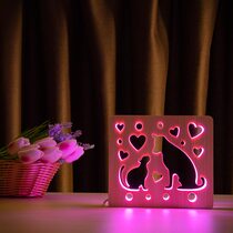 Светильник ночник ArtEco Light из дерева LED "Кот и пес" с пультом и регулировкой цвета, RGB