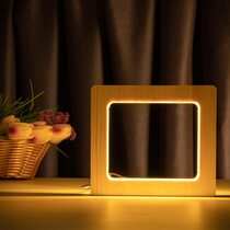 Светильник ночник ArtEco Light из дерева LED "Квадрат" с пультом и регулировкой света, цвет теплый белый