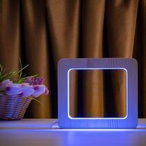 Светильник ночник ArtEco Light из дерева LED "Квадрат" с пультом и регулировкой цвета, RGB