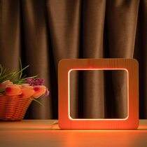 Светильник ночник ArtEco Light из дерева LED "Квадрат" с пультом и регулировкой цвета, RGB
