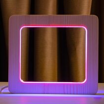 Светильник ночник ArtEco Light из дерева LED "Квадрат" с пультом и регулировкой цвета, двойной RGB