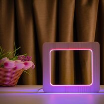 Светильник ночник ArtEco Light из дерева LED "Квадрат" с пультом и регулировкой цвета, двойной RGB