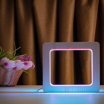 Светильник ночник ArtEco Light из дерева LED "Квадрат" с пультом и регулировкой цвета, двойной RGB