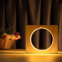 Светильник ночник ArtEco Light из дерева LED "Круг" с пультом и регулировкой света, цвет теплый белый