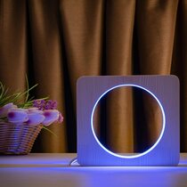 Светильник ночник ArtEco Light из дерева LED "Круг" с пультом и регулировкой цвета, RGB