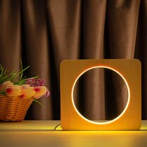 Светильник ночник ArtEco Light из дерева LED "Круг" с пультом и регулировкой цвета, RGB