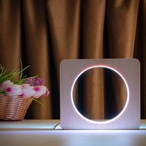 Светильник ночник ArtEco Light из дерева LED "Круг" с пультом и регулировкой цвета, RGB