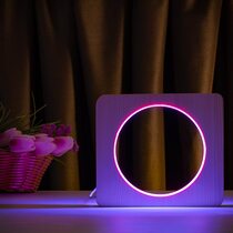 Светильник ночник ArtEco Light из дерева LED "Круг" с пультом и регулировкой цвета, двойной RGB