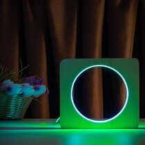 Светильник ночник ArtEco Light из дерева LED "Круг" с пультом и регулировкой цвета, двойной RGB