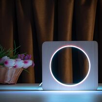 Светильник ночник ArtEco Light из дерева LED "Круг" с пультом и регулировкой цвета, двойной RGB