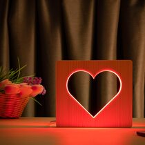 Светильник ночник ArtEco Light из дерева LED "Сердце" с пультом и регулировкой цвета, RGB