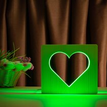 Светильник ночник ArtEco Light из дерева LED "Сердце" с пультом и регулировкой цвета, RGB