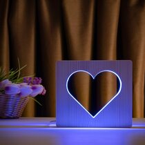 Светильник ночник ArtEco Light из дерева LED "Сердце" с пультом и регулировкой цвета, RGB