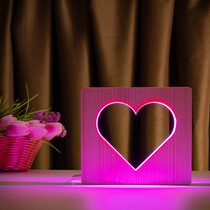 Светильник ночник ArtEco Light из дерева LED "Сердце" с пультом и регулировкой цвета, RGB