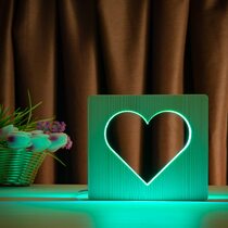 Светильник ночник ArtEco Light из дерева LED "Сердце" с пультом и регулировкой цвета, RGB