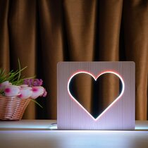 Светильник ночник ArtEco Light из дерева LED "Сердце" с пультом и регулировкой цвета, RGB