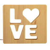 Светильник ночник ArtEco Light из дерева LED "LOVE" с пультом и регулировкой цвета, двойной RGB