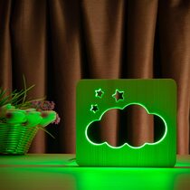 Светильник ночник ArtEco Light из дерева LED "Тучка" с пультом и регулировкой цвета, RGB