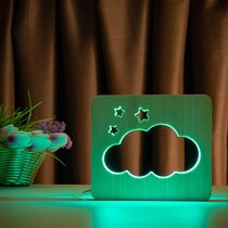 Светильник ночник ArtEco Light из дерева LED "Тучка" с пультом и регулировкой цвета, RGB