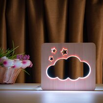 Светильник ночник ArtEco Light из дерева LED "Тучка" с пультом и регулировкой цвета, RGB