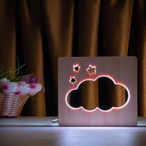 Светильник ночник ArtEco Light из дерева LED "Тучка" с пультом и регулировкой цвета, двойной RGB