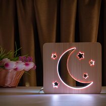 Светильник ночник ArtEco Light из дерева LED "Месяц и звезды" с пультом и регулировкой цвета, RGB