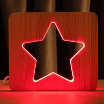 Светильник ночник ArtEco Light из дерева LED "Звезда" с пультом и регулировкой цвета, RGB